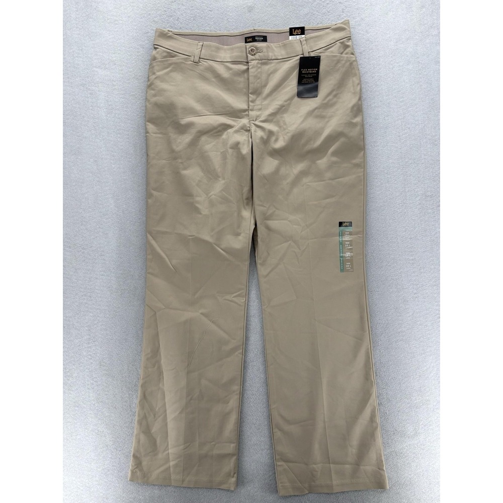 Lee Ultra Lux Comfort Trouser Dress Pants Womens 18 Long Beige Khaki Stretch NWT